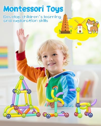 Magnet Toys Magnetic Building Blocks, STEM Starter Toys for Kids Age 3-5 Preschool, Montessori Learning Magnetic Sticks and Balls, Gift for Christmas Birthday (42PCS) - Image 4