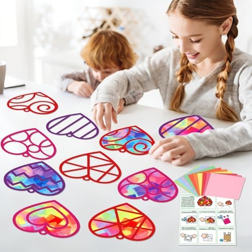 Qyeahkj 36Set Valentine's Day Suncatchers Crafts Kit for Kids - Image 5