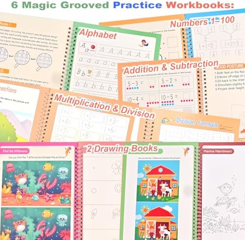 Magic Grooved Practice Copybook for Kids 3-8，6 Handwriting Practice Books - Image 5