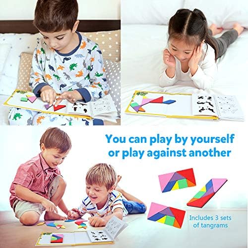 Vanmor Travel Tangram Puzzle, 3 Sets of Magnetic Tangram with 240 Solution - Image 5