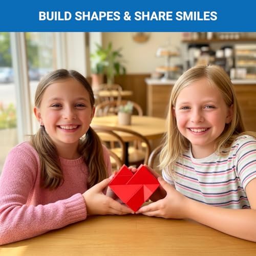 Pickagram Tangram 3D Magnetic Puzzle for Kids (8-12), Adults & Seniors | STEM Certified Fidget Puzzle - Magnetic Pattern Blocks for Cognitive Development, Creativity & Focus - Red - Image 4