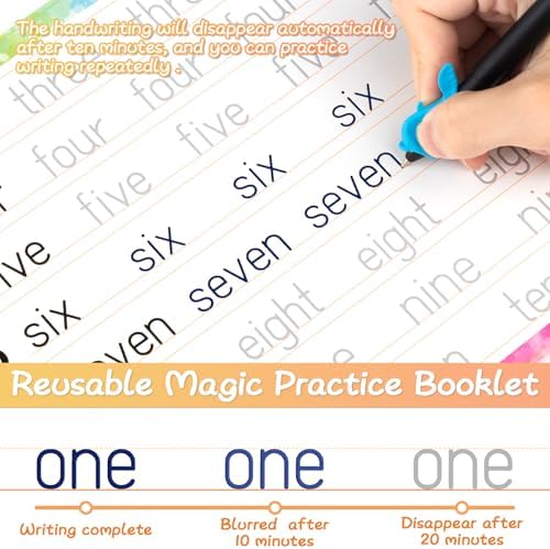 Magic Practice Copybook, Reusable Writing Practice Book, for Preschool Kids Age 3-8 ​Calligraphy (4 Books with Pens) - Image 4