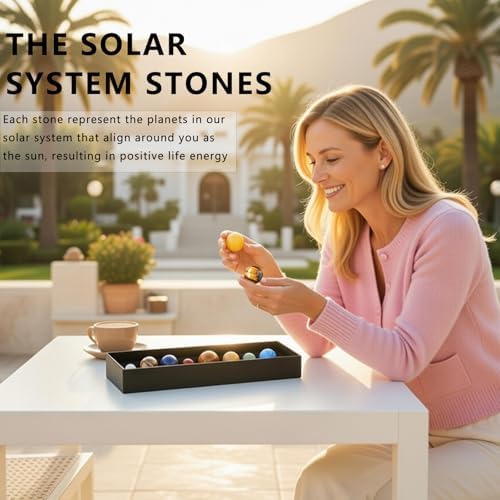 Runyangshi Eight Planets Crystal Sphere Set - Solar System Gemstone Balls in Black Gift Box, Desk Ornament, Educational Space Theme Decoration - Image 5