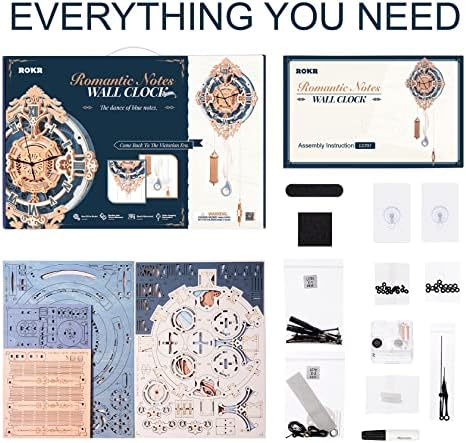 ROKR 3D Puzzles for Adults Vintage Wooden Pendulum Clock Kits 12", Mechanical Building Model Kits DIY Wall Clock Hobbies for Adults Home Decor Gifts - Image 6