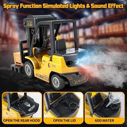 RC Forklift Toy, Rc Construction Vehicles with Trailer for Kids 6+ - Image 2