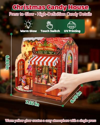 YSWOOD WORLD Christmas Miniature House Kit, 3D Wooden Puzzle for Adults - Image 2