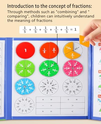 Magnetic Fraction Educational Puzzle,Magnetic Fraction Tiles & Fraction Circles,Math Manipulatives for Elementary School, Montessori Fraction Manipulatives Learning Toys for Kids - Image 6