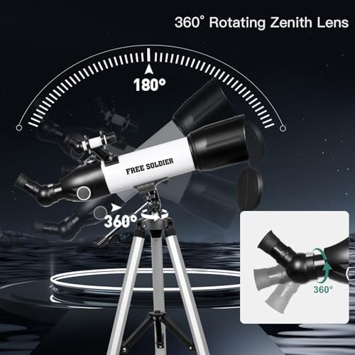 FREE SOLDIER Telescope 80mm Aperture 500mm Refractor Telescope for Adults High Powered - Professional Astronomical Refracting Telescope for Beginners White - Image 6