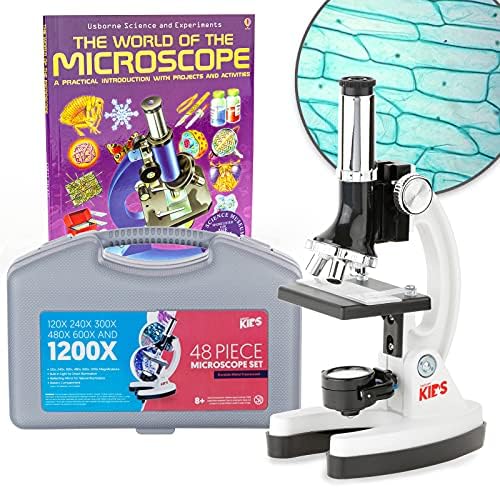 AmScope M30-ABS-KT1-W-WM 1200X 48-pcs Microscope Kit with Slides, LED by AmScope