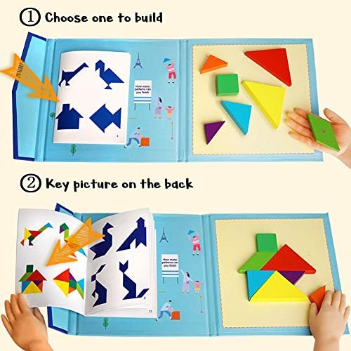 Beestech Wooden Tangram Puzzle Book, Travel Games for Kids in Car, Plane or Take Out for Restaurant, Educational Learning Puzzles Toys, On The Go Toys for Kids, Boys, Girls 3,4,5,6,7,8 Years Old - Image 2