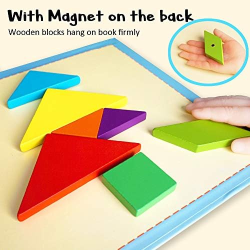 Beestech Wooden Tangram Puzzle Book, Travel Games for Kids in Car, Plane or Take Out for Restaurant, Educational Learning Puzzles Toys, On The Go Toys for Kids, Boys, Girls 3,4,5,6,7,8 Years Old - Image 5
