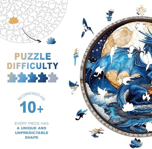Wooden Puzzles for Adults,Moonlit Dragon Puzzles Gifts,13.4 * 13.4in 300pcs - Image 4