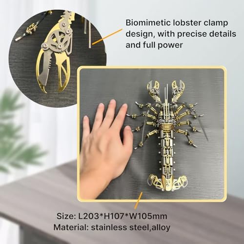 3D Metal Puzzle for Adults,DIY Mechanical Animal Lobster,Metal Model Kits,Gift for a man and boy,Purzolnx Toy (Gold) - Image 2