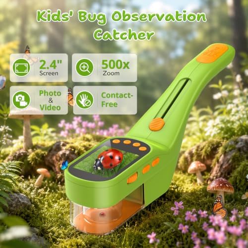 Bug Catcher for Kids, 500X Zoom, 2.4" Screen, STEM Toy 4-8, Lime - Image 2