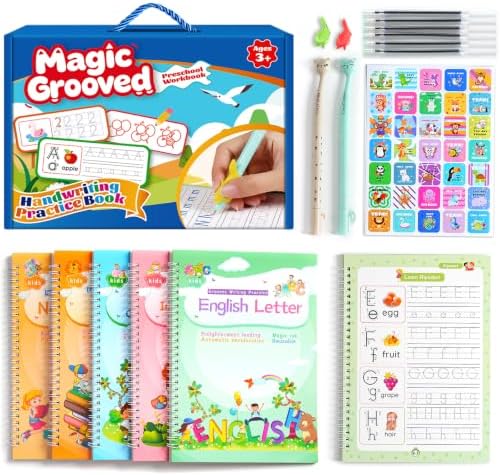 CosyCorner Magical Handwriting Workbooks Handwriting Practice Magic Copybook, Handwriting Aid Magic Pen Reusable Copybook Grooves Template Design for Children (5) by CosyCorner