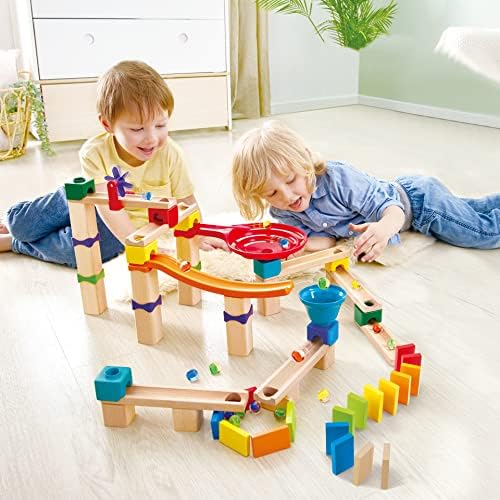 Hape Marble Run Race Track | Wooden DIY Marble Run Set with Dominoes, STEAM Educational Learning Toy, 81 Pieces, for Kids 3 Years+ - Image 2