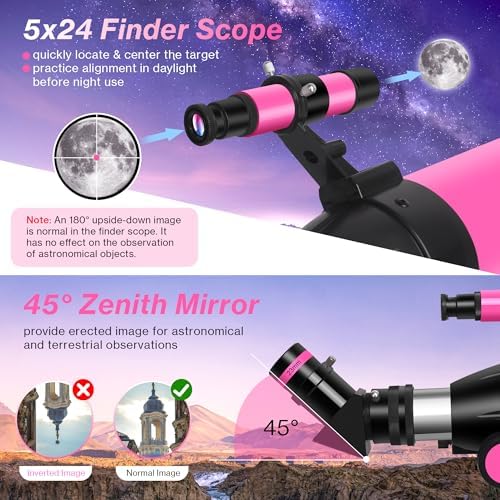 UncleHu 80mm Aperture, 600mm Refractor Travel Telescope for Adults and Kids - Image 6