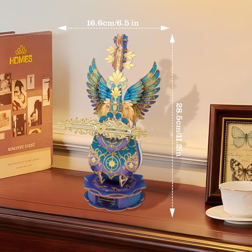 3D Wooden Puzzles for Adults, Mechanical Cello Music Box Kit with Base, DIY Wooden Model Kits to Build, Birthday Valentine's Day Gifts for Women Men, Music Box Puzzle Lover - Image 6