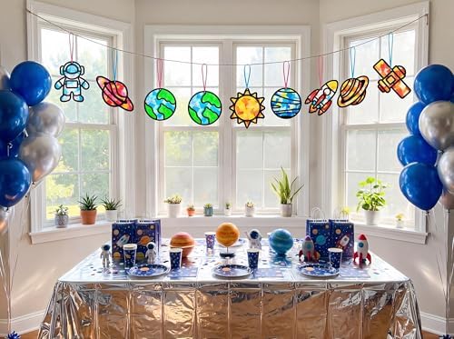 Renbuzhu 48PCS Solar System Space Paper Suncatchers DIY Project Kits, Back to School Window Stained Glass Effect Art Supplies for Party - Image 2