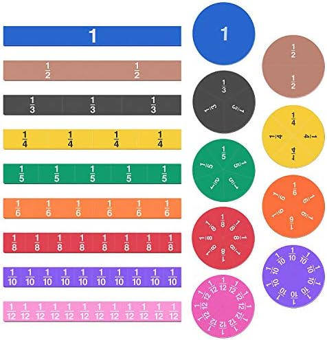 Meetory 102 Pcs Magnetic Fraction Tiles & Fraction Circles, Math Manipulatives for Teacher Learning Educational Resources Early Math Skills by Meetory