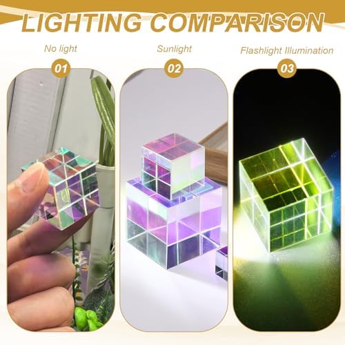 PATIKIL 2Pcs Cube Prism 30mm K9 Crystal Dispersion Prism AB Color - Image 5