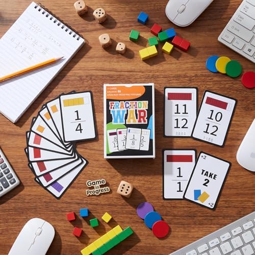 Blueweenly 5 Pcs Fraction War Fun Math Game Easy to Learn Math Card Game - Image 4