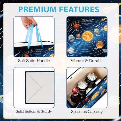 Solar System Gift Bag Outer Space Birthday All-in-One Kit with Greeting Card Sticker Envelope & Blue Tissue Paper for Astronomy Galaxy Planets Theme Gift Wrapping Educational Supplies Classroom Gifts - Image 5