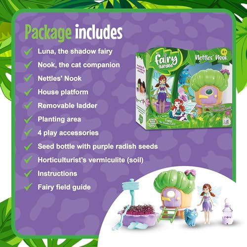 My Fairy Garden Nettles’ Nook Mini Terrarium- Tiny Garden with Shadow Fairy & Cat Doll - Grow Your Own Mini Garden Kit - Educational Playset with Soil, Seeds & Fairy Field Guide for Kids Aged 4 and Up - Image 6
