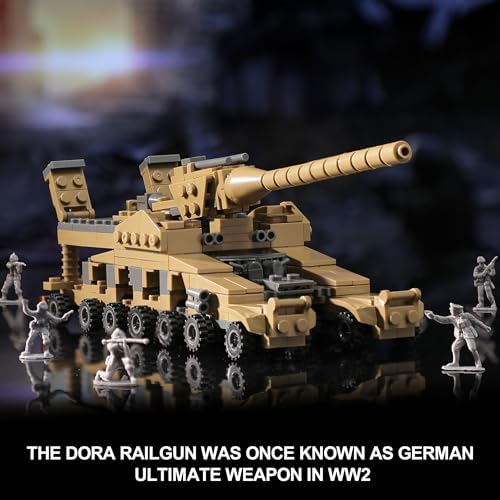 MISTBUY WW2 Army Tank Toys Building Sets, Create a German Dora Cannon or 16 Military Vehicles with 20 Toy Soldiers, STEM Toys for Boys Kids Age 6+ Year Old - Image 2