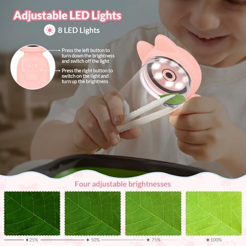 Mafiti Microscope for Kids Mini Pocket Handheld Kids Microscope Educational Science Kit Toys Xmas/Birthday Gifts for Aged 3-12 Girls Boys,Pink - Image 5