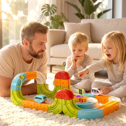 Hot Bee Electric Train Set for Kids, 93pcs Gravity-Defying Race Track - Image 5