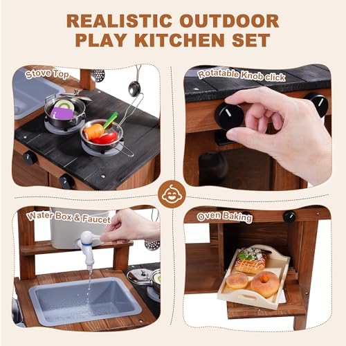 ROBOTIME Kids Outdoor Explorer Set: Mud Kitchen Playset with Wheels & Bug Catcher Kit for Kids, Backyard Pretend Play Kitchen and Nature Exploration Tools for Boys and Girls Ages 3-12 - Image 4