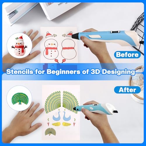 3D Pen Stencils, 20 Sheets 40 Patterns 3D Drawing Paper Templates, with a Reusable Transparent PVC Drawing Board, 3D Art Pen Accessories Set for Adults Starter for 3D Printing Pen - Image 4
