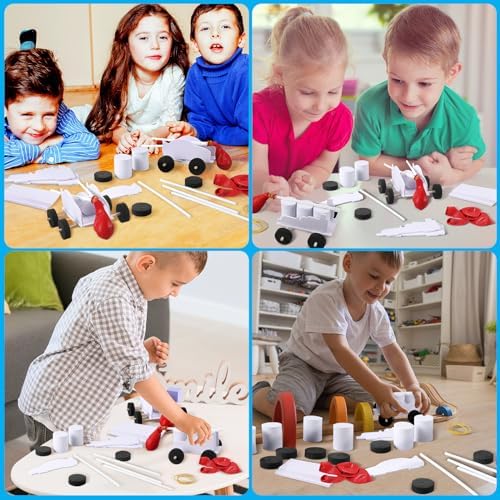 20 Sets Balloon Car Kits Bulk STEM Racer DIY Balloon Powered Car - Image 5
