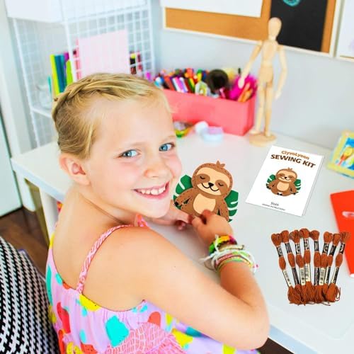 CiyvoLyeen Kids Sewing Kit Crafts – DIY Sloth & Jungle Animal Felt Crafts Sewing Set for Girls & Boys Ages 8–12 Learn to Sew 8 Cute Animal Projects - Image 6
