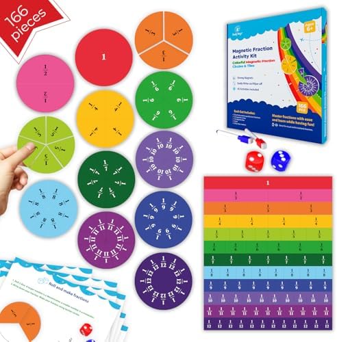 Simply magic 166 PCS Magnetic Fractions - Fraction Manipulatives by SimplyMagic
