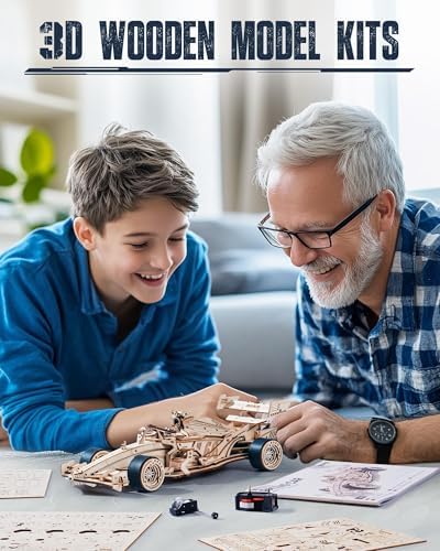 ROKR 3D Wooden Puzzle 1:18 Scale Formula Racing Cars, Wind up Toys Model Car Kits for Adults to Build, Ideal Hobby Gift for Boys and Men Desk Decor Display - Image 2