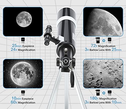 Koolpte Telescope for Adults & Beginner Astronomers - 80mm Aperture 600mm Fully Multi-Coated High Transmission Coatings with AZ Mount Tripod Phone Adapter, Carrying Bag, Wireless Control. - Image 3
