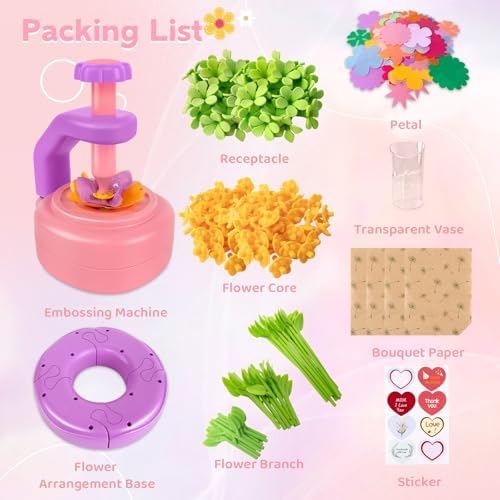 Cretargio Fabric Bouquet Toys Include Extra Accessories Set, Arts and Crafts for Kids Ages 3-12, DIY Flower Craft Kits for Toddler, Birthday Gifts for 3 4 5 6 7 8 9 10+ Year Old Girls - Image 2