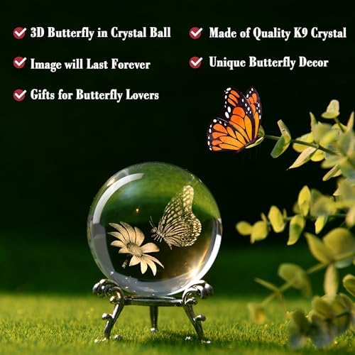 IFOLAINA 3D Butterfly Crystal Ball Gifts Ideas for Girlfriend Wife Mom Her - Image 4