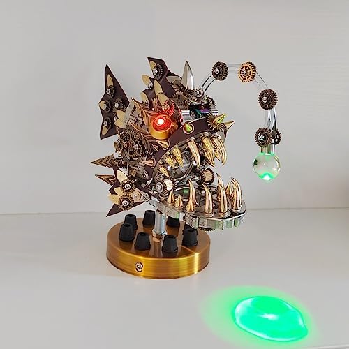 3D Steampunk Mechanical Metal Puzzle Kit: DIY Lantern Fish Model - 3D Jigsaw Assembly Kit, Handmade Craft Collection for Adults, Teens, Boys, and Girls(700-Piece) - Image 4
