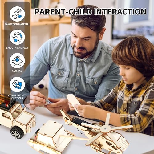 6-in-1 STEM Kits for Kids Ages 8-12, Wooden Model Car Building Kits, Solar & Electric Science Experiment Toys, 3D Puzzles Educational Gifts for Boys Girls - Image 5