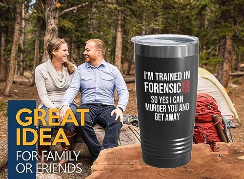 Forensic Black Edition Ringneck Tumbler 20oz - Trained In Forensic - Forensics Anthropologist Pathologist DNA Analysts Forensic Scientist Professor Gift - Image 2