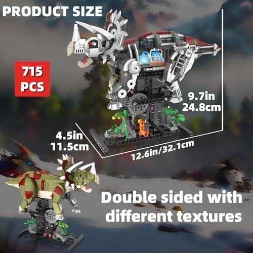 Mechanical Triceratops Dinosaur Building Set with Lights for Boys - Image 4