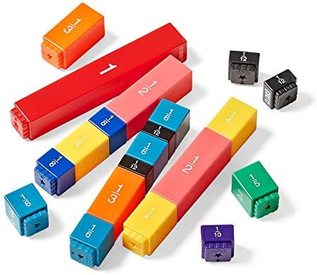 hand2mind Rainbow Fraction Tower Equivalency Cubes, Decimal Fraction Equivalency, Math Blocks, Montessori Math Rods, Fraction Manipulatives, Classroom Manipulatives for Elementary School (51 Pieces) - Image 6