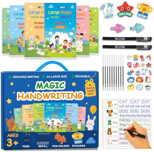 Monking Magic Grooved Writing Practice Books, Reusable Handwriting Workbook by Monking