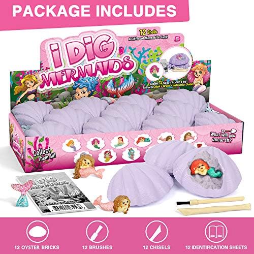 Byncceh Gamerside Mermaid Craft Digging Toys for Kids - Premium Excavation Kit, Magical Treasure Hunt Kit with 12 Set, Mermaid Toys for Girls Party Decoration Birthday Gift Ages 6-12 - Image 2
