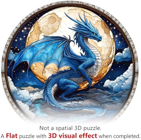 Wooden Puzzles for Adults,Moonlit Dragon Puzzles Gifts,13.4 * 13.4in 300pcs - Image 2
