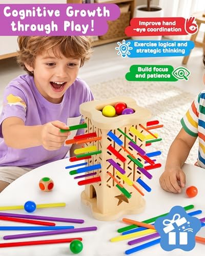 Montessori Wooden Board Game for Kids 3–8, Fine Motor Skills Toy 42 Strips - Image 4