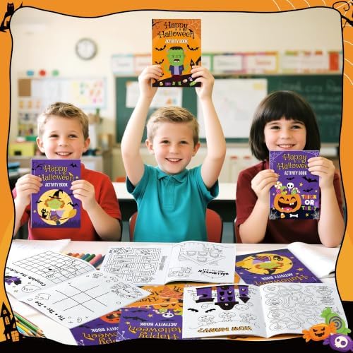Bulk Halloween Activity Books, 24Pcs Mini Game Coloring Book Set for Kids - Image 5